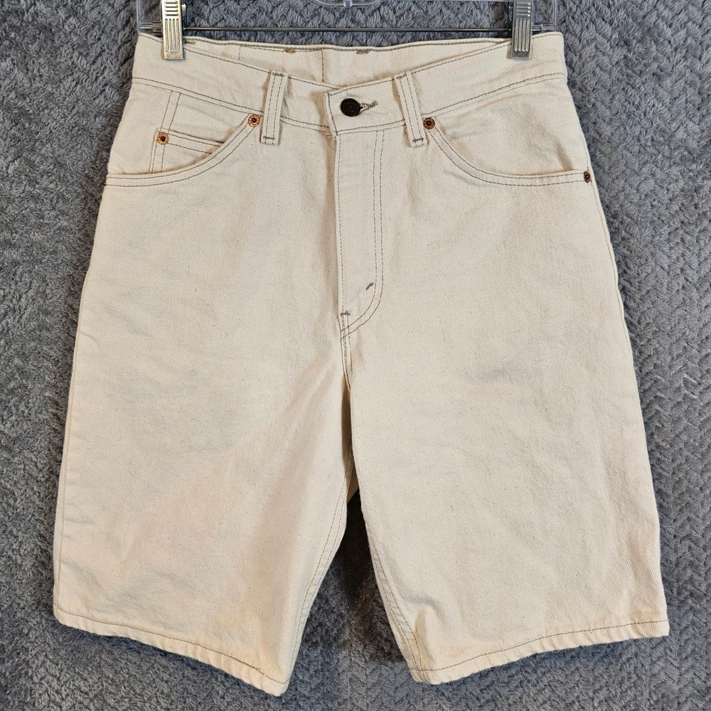 Vintage Levis 550 Orange Tab Shorts Mens 28 Made in USA Off White Relaxed Fit
